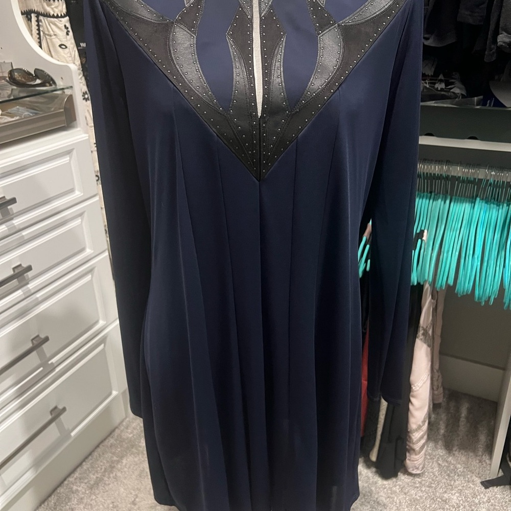 BCBGMaxAzria Navy Dress with Black Detailing